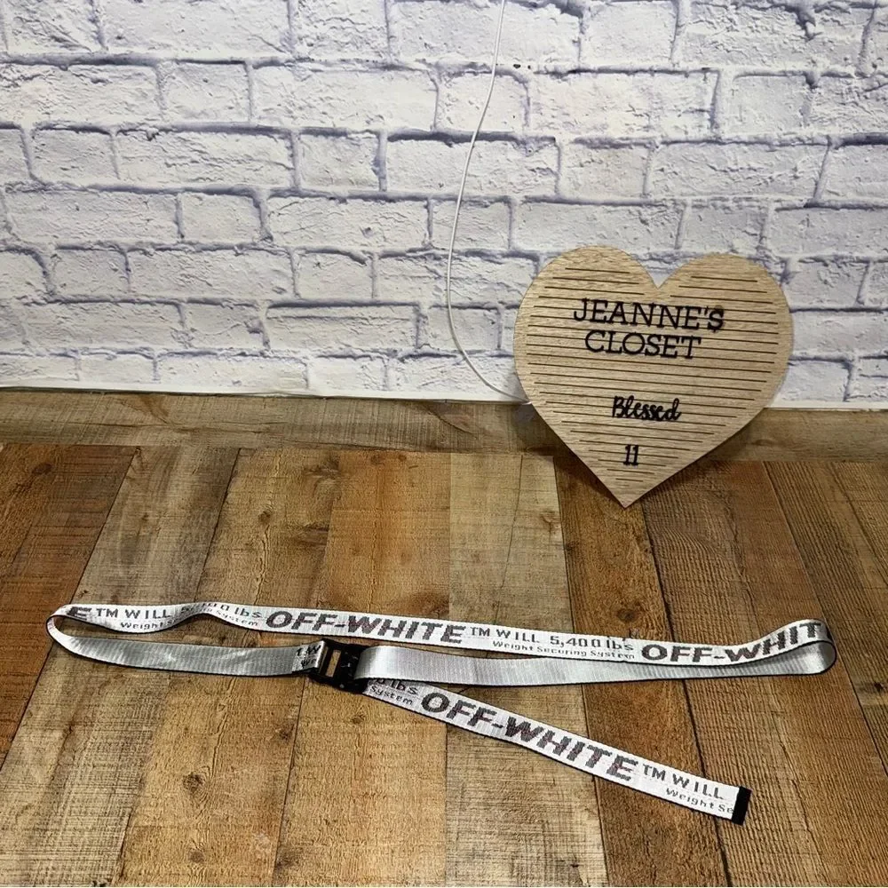 OFF-WHITE Men Silver Industrial Logo Buckle Woven Belt One Size
